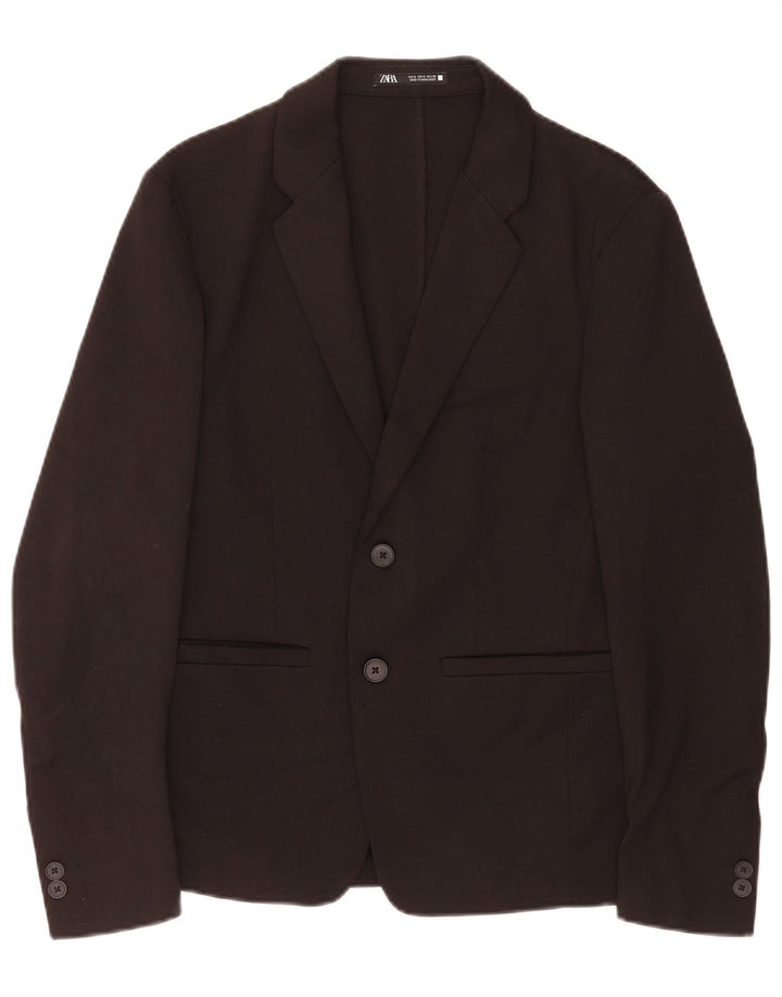 Jaqueta blazer masculina Zara com 2 botões UK 36 pequena preta viscose clássica