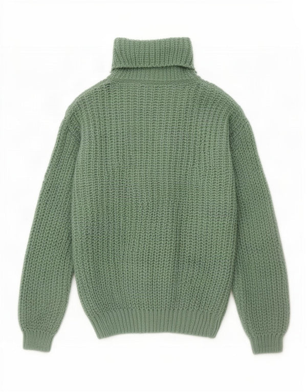 Suéter feminino vintage com gola redonda Reino Unido 14 verde médio