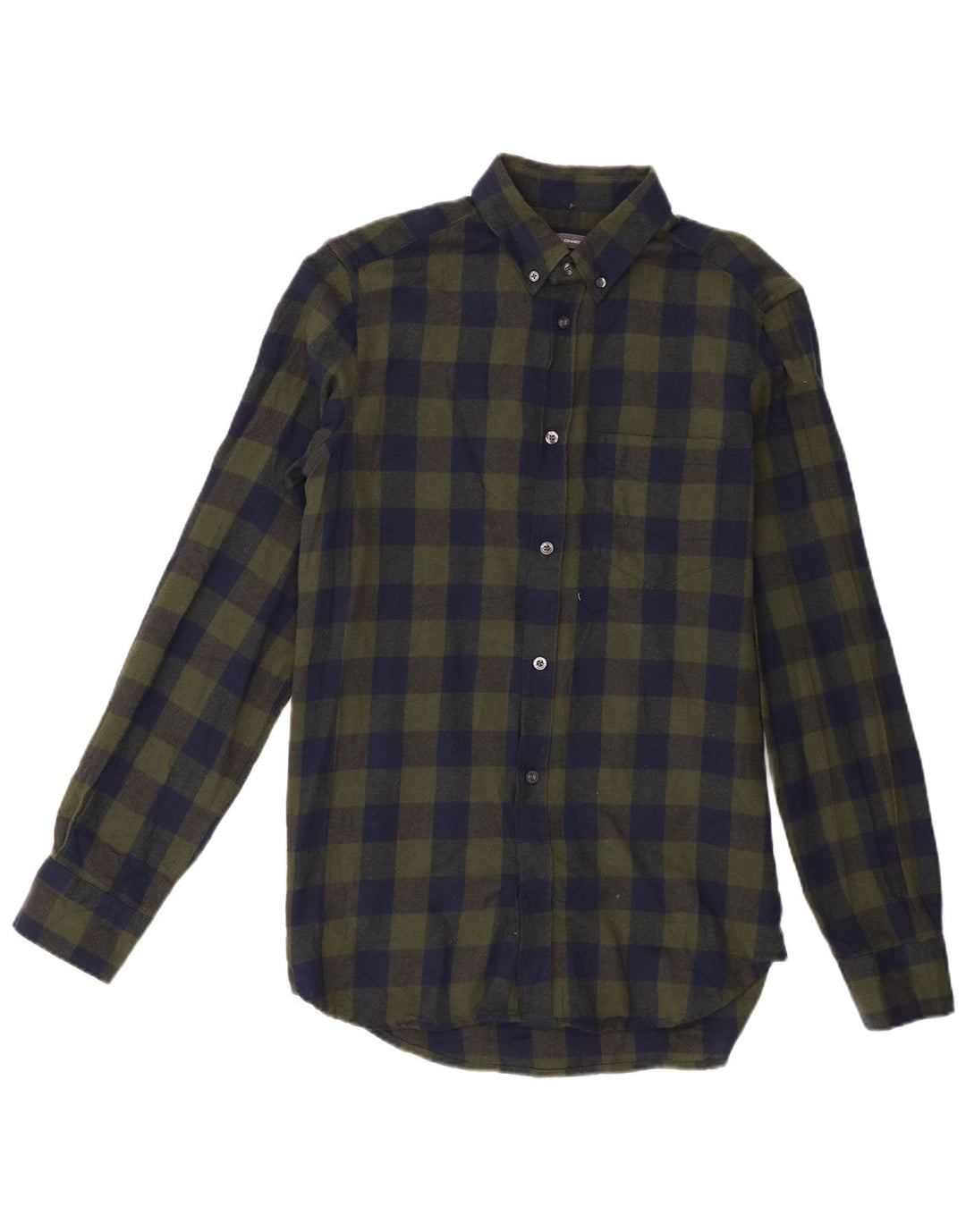 Camisa masculina de flanela French Connection algodão xadrez verde pequeno