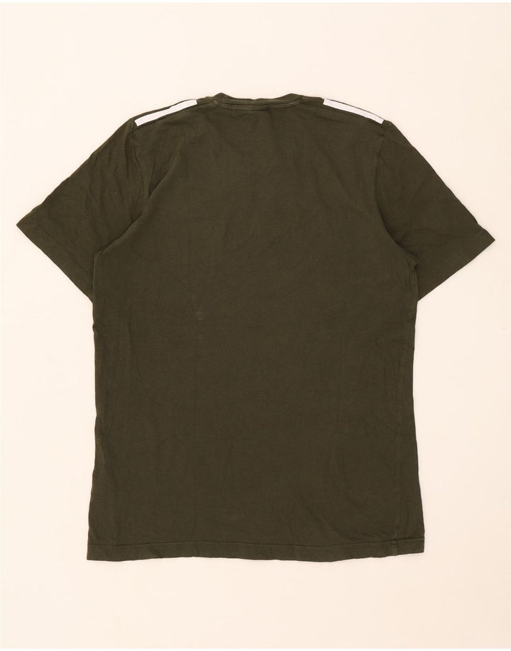 Adidas Mens T-Shirt Top Pequeno Algodão Cáqui