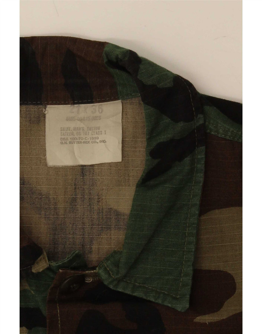Camisa militar masculina vintage XL algodão verde