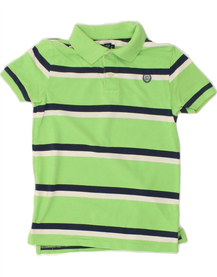 CHAPS Boys Polo Shirt 6-7 Years Green Striped Cotton Vintage Chaps and Second-Hand Chaps from Messina Hembry 