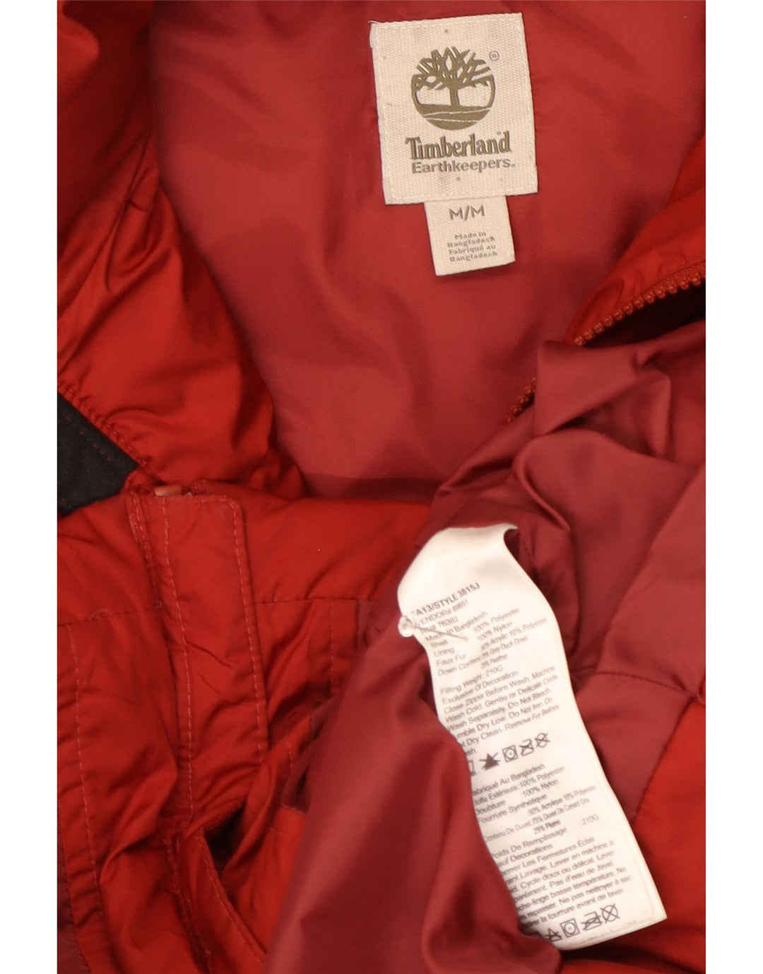 Jaqueta acolchoada com capuz feminina Timberland UK 12 poliéster vermelho médio