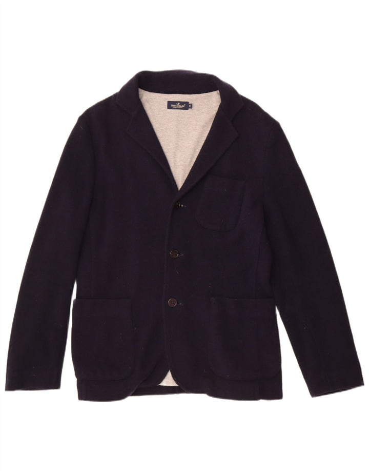 Brooksfield Mens Knit 3 Button Blazer Jacket IT 48 Médio Azul Marinho