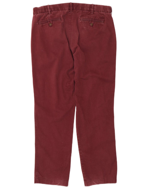 Calça chino reta masculina Marks & Spencer Blue Harbor W36 L31 Borgonha