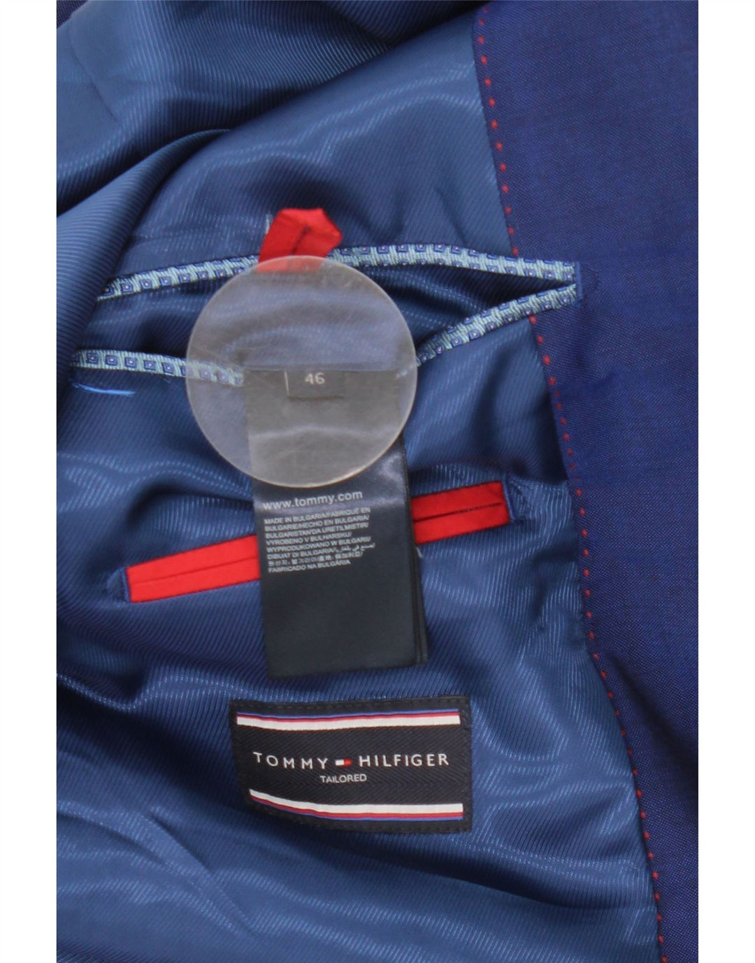Jaqueta Blazer Masculina Tommy Hilfiger com 2 Botões IT 46 Lã Virgem Azul Pequena