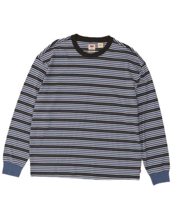 Levi's Mens Oversized Top Manga Longa Médio Listrado Azul Algodão