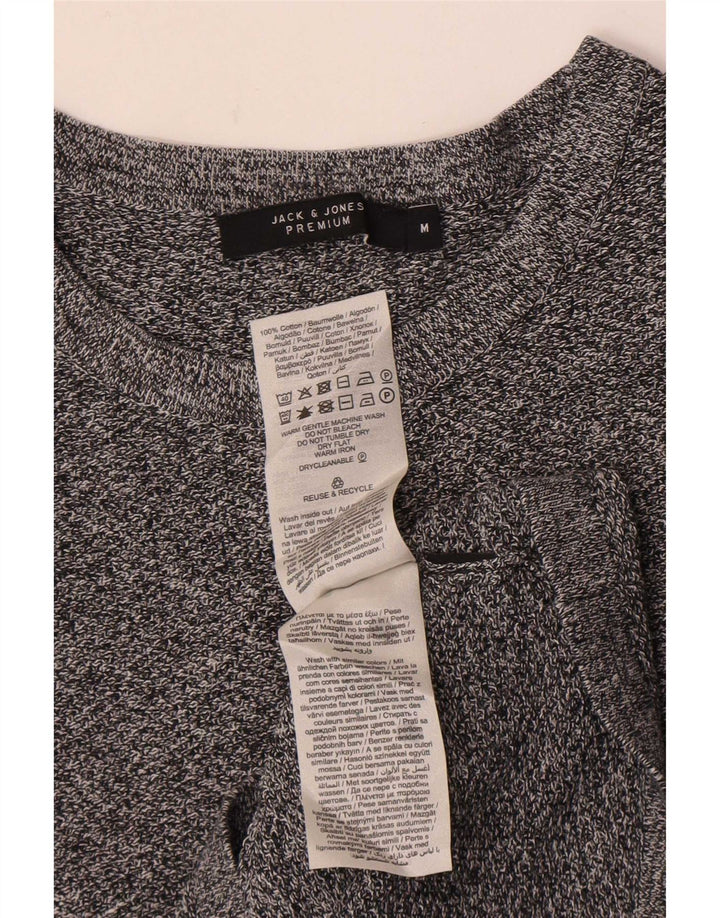 Jack & Jones Camiseta masculina manga comprida algodão manchado cinza médio