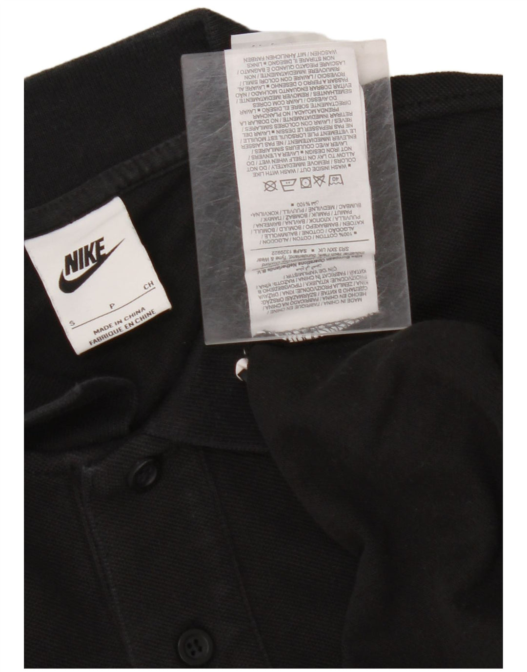 Camisa polo masculina NIKE pequena preta de algodão