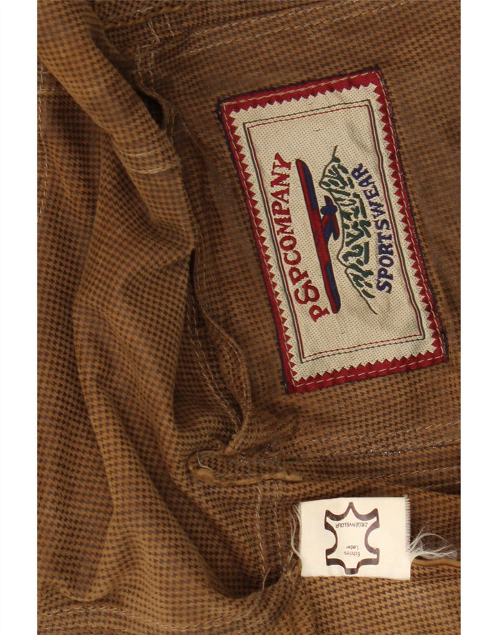 Jaqueta blazer masculina VINTAGE de camurça com 2 botões Reino Unido 42 XL couro marrom
