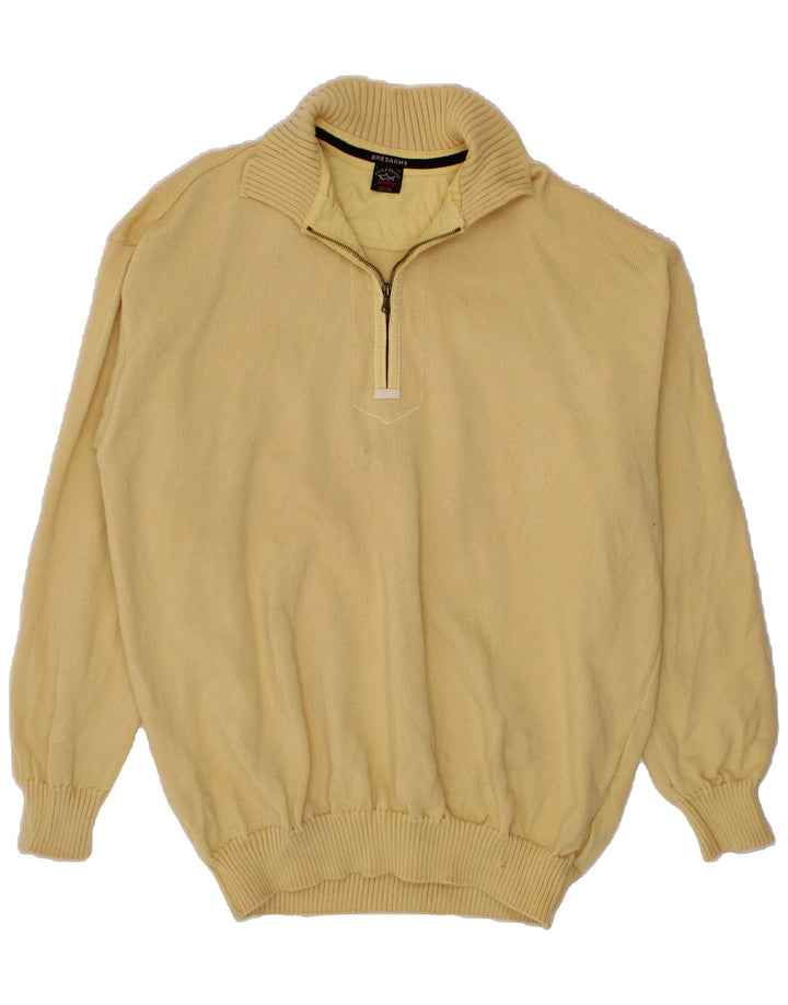 Suéter masculino PAUL & SHARK com zíper e gola 3XL de lã amarela