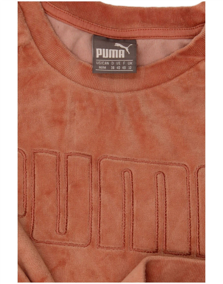 Puma feminino gráfico veludo moletom jumper reino unido 12 médio laranja