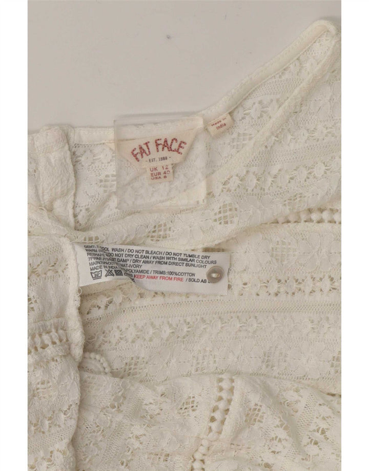 Blusa feminina com camisa transparente Fat Face UK 12 algodão branco médio