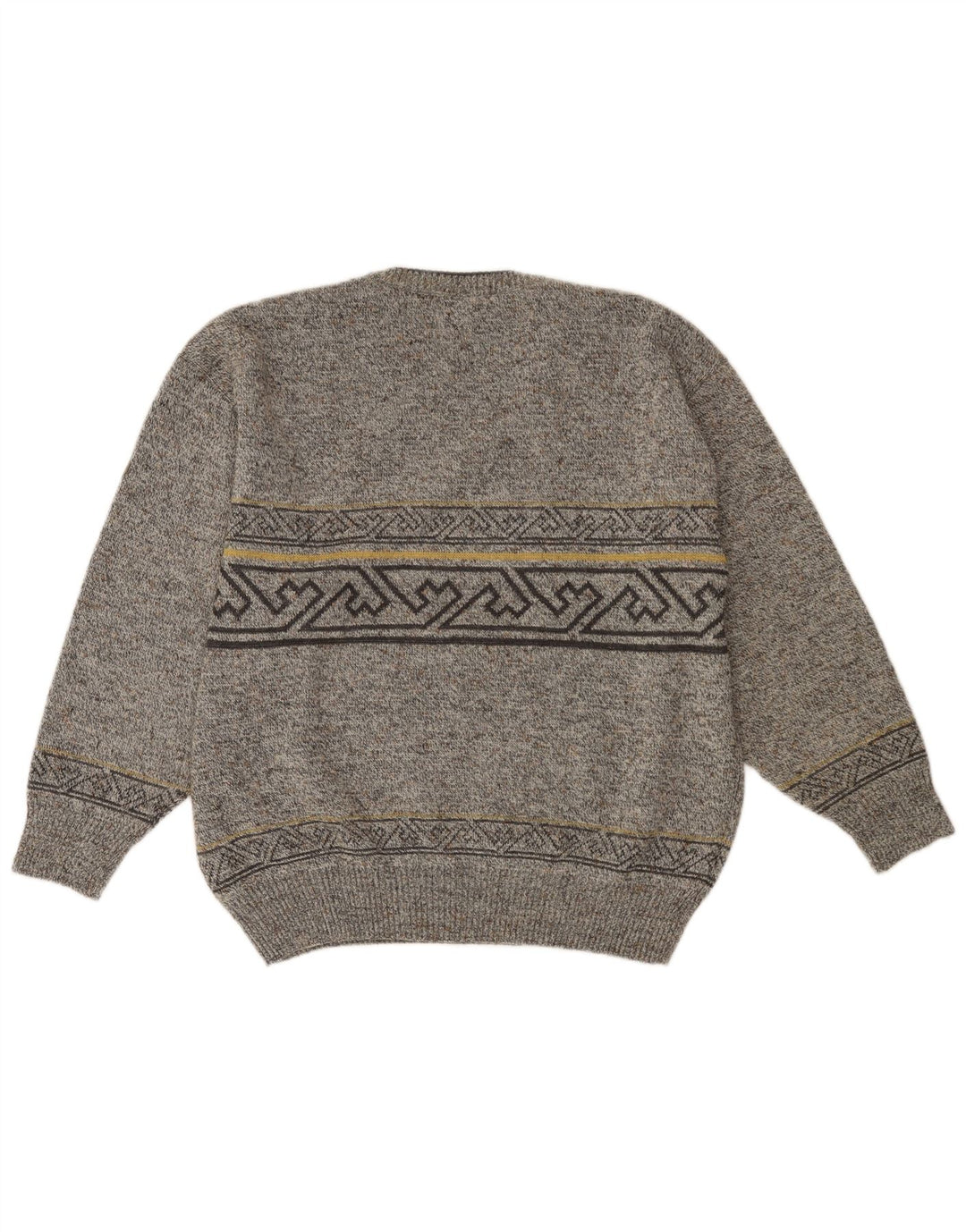 Suéter masculino VINTAGE com decote em V IT 52 grande lã geométrica cinza