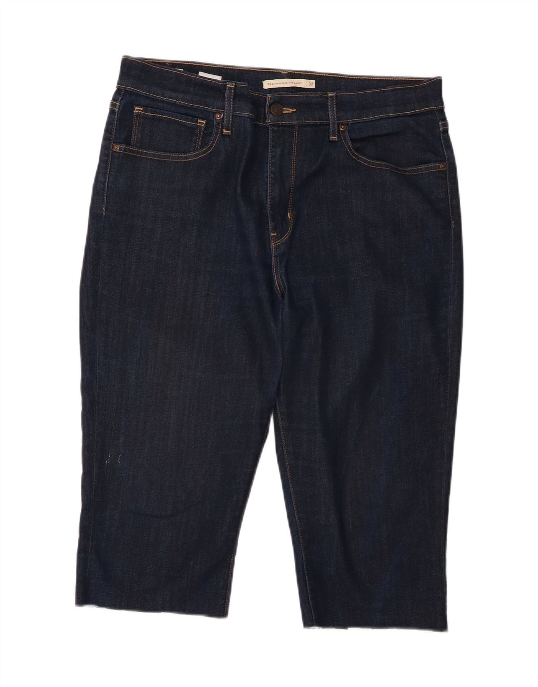 Shorts jeans feminino Levi's 724 de cintura alta W32 grande azul marinho Lyocell