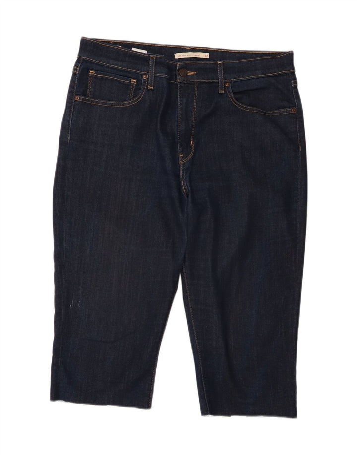 Shorts jeans feminino Levi's 724 de cintura alta W32 grande azul marinho Lyocell