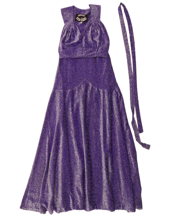 Vestido maxi feminino vintage sem mangas IT 42 Roxo médio