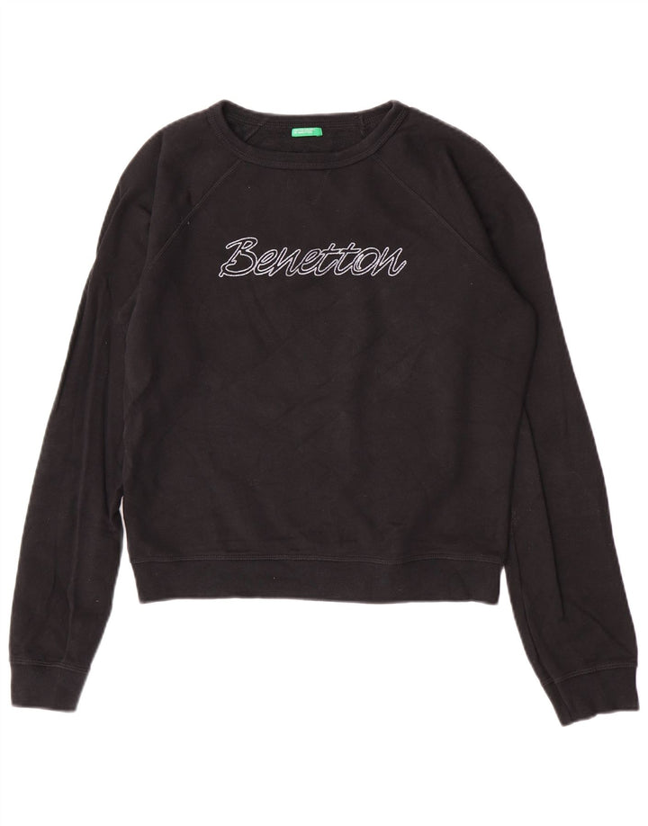 Suéter feminino Benetton Crop Graphic Suéter Reino Unido 14 Médio Preto