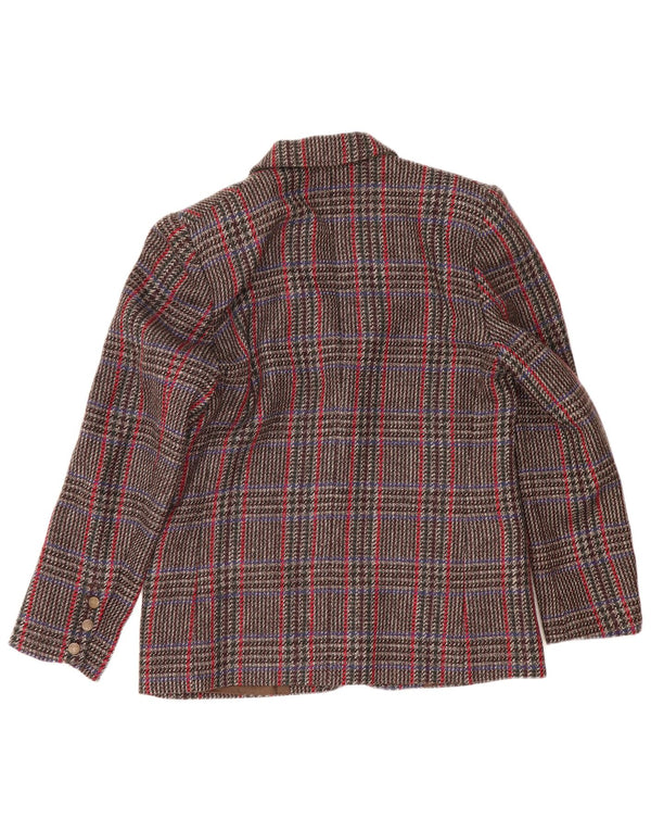 Jaqueta blazer feminina vintage com 2 botões IT 44 lã houndstooth marrom médio