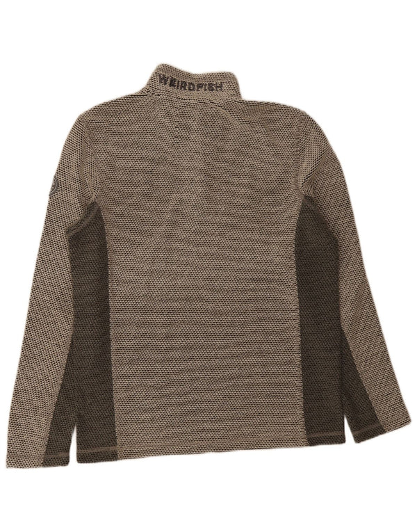 Moletom masculino Weird Fish com gola e zíper, moletom cinza médio colorblock