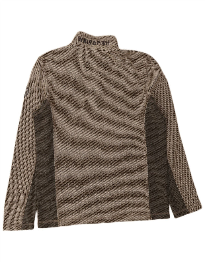 Moletom masculino Weird Fish com gola e zíper, moletom cinza médio colorblock