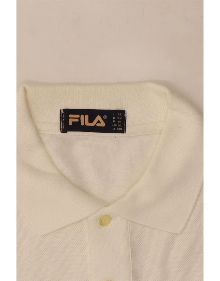 Camisa polo masculina Fila alta grande algodão branco
