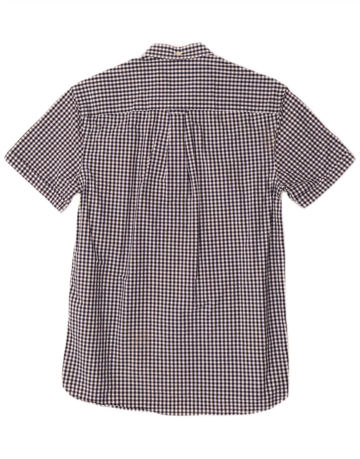 Camisa masculina de manga curta Lyle & Scott pequena azul guingão clássico de algodão