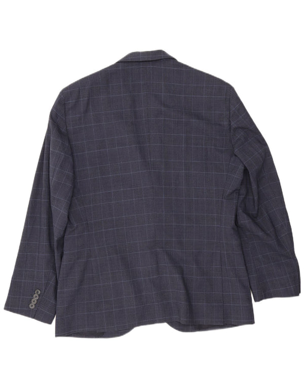 Jaqueta Blazer Masculina Massimo Dutti com 2 Botões EU 40 Lã Xadrez Azul Marinho Médio
