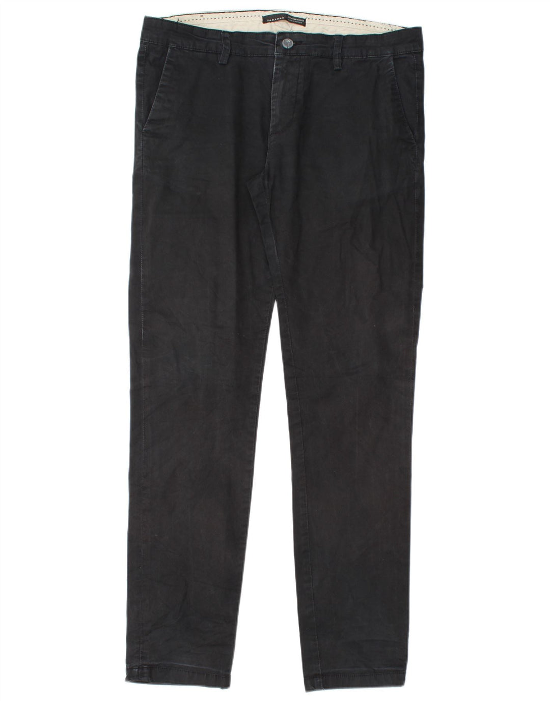 Zara Mens Slim Chino Calças EU 42 Grande W32 L33 Preto