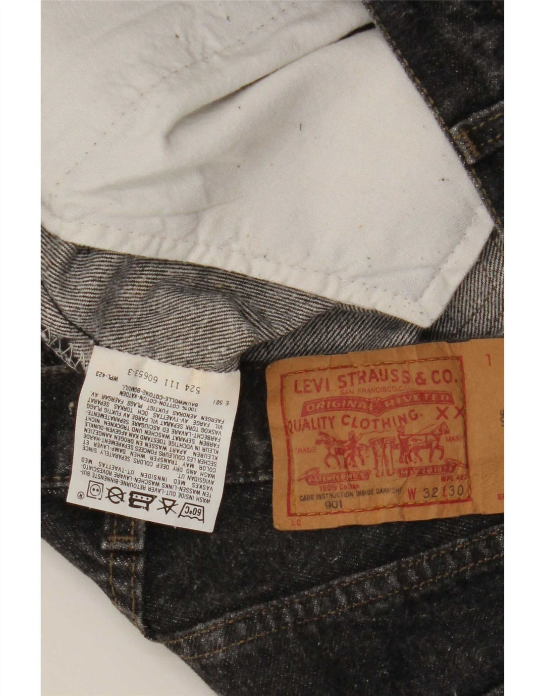 Jeans feminino Levi's 901 Tapered W32 L30 algodão cinza