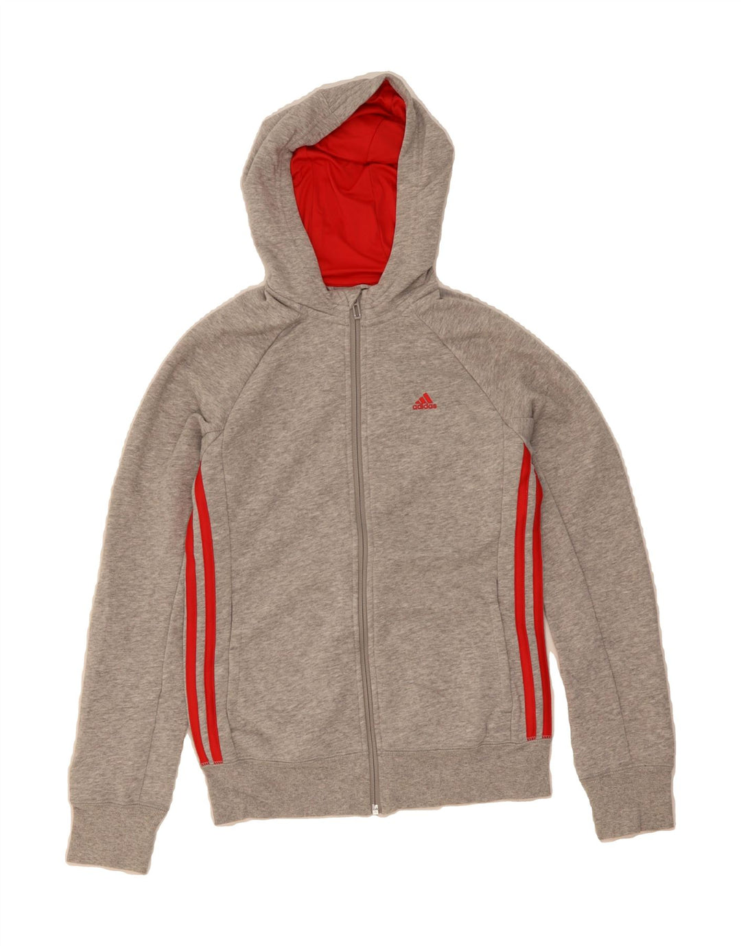 ADIDAS Girls Climalite Zip Hoodie Sweater 13-14 Years Grey Cotton Vintage Adidas and Second-Hand Adidas from Messina Hembry 
