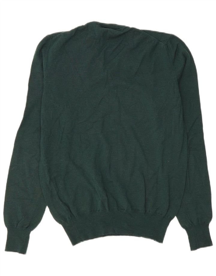 Suéter masculino Fred Perry com decote em V de lã verde médio