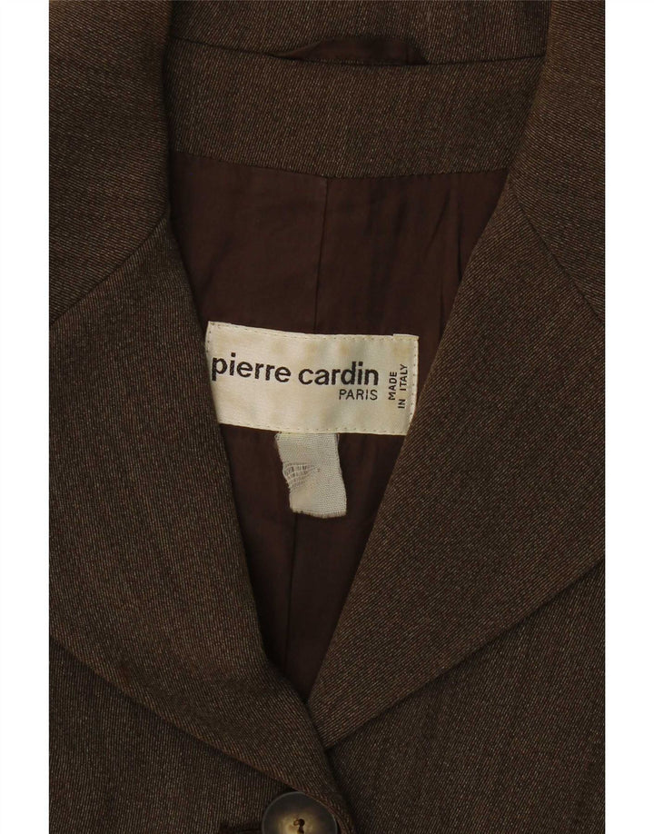 Jaqueta blazer feminina Pierre Cardin com 4 botões Reino Unido 14 marrom médio