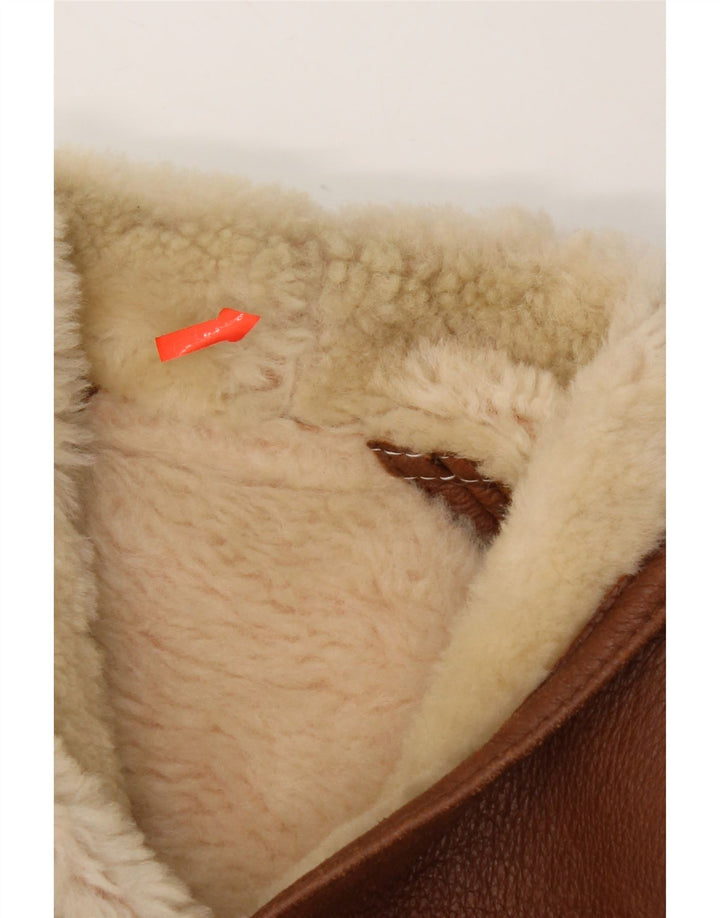 Jaqueta masculina vintage de shearling IT 52 XL marrom shearling