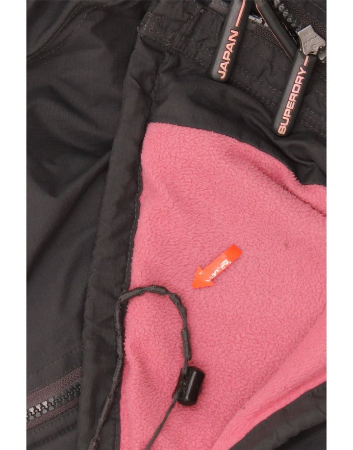 Jaqueta corta-vento feminina Superdry com capuz UK 18 XL cinza nylon