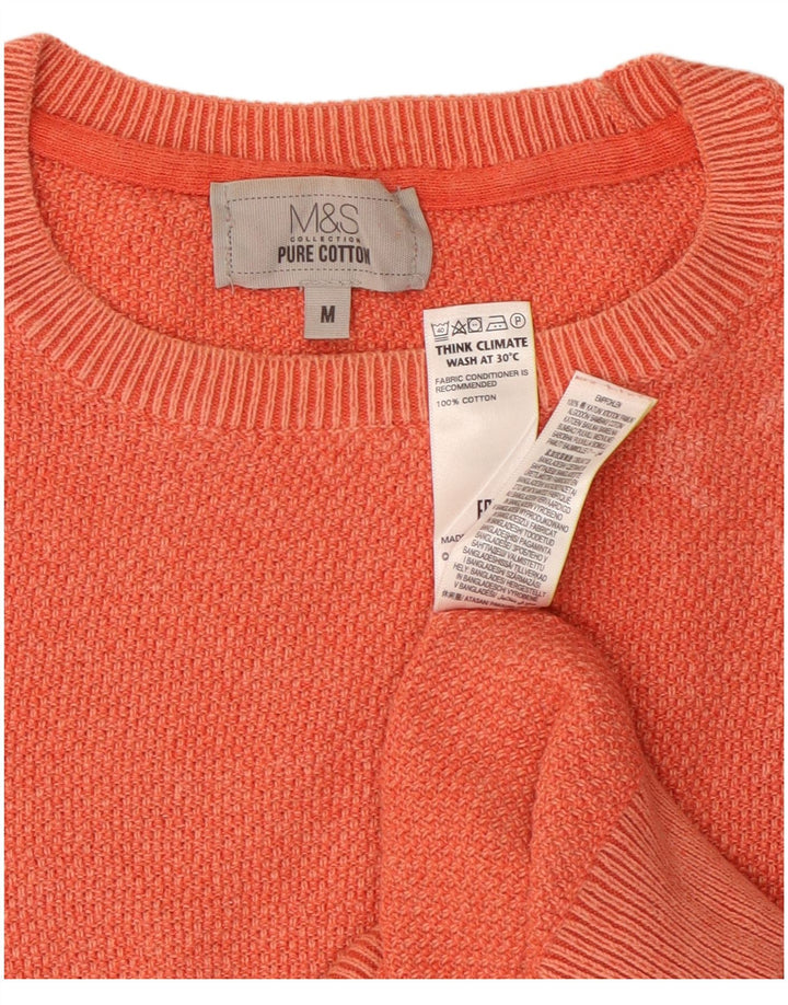 Suéter masculino Marks & Spencer com gola redonda e algodão laranja médio