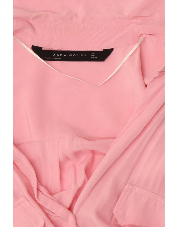 Zara Camisa Feminina UK 16 Grande Rosa