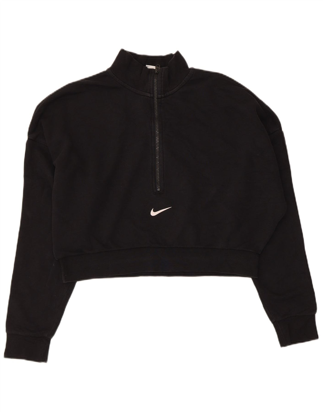 Suéter Nike feminino cropped oversized com zíper e gola UK 16 grande preto
