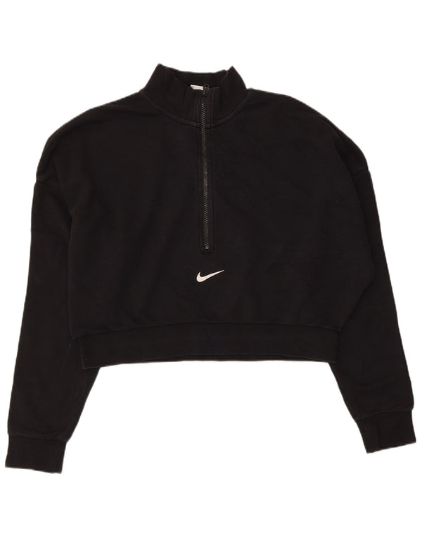 Suéter Nike feminino cropped oversized com zíper e gola UK 16 grande preto