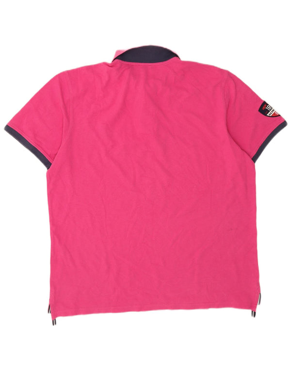 US Polo Assn. Camisa masculina 2XL rosa algodão colorblock