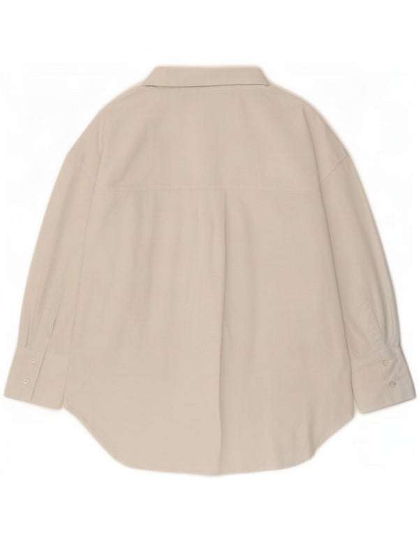 Camisa oversized feminina Zara UK 10 pequeno algodão branco