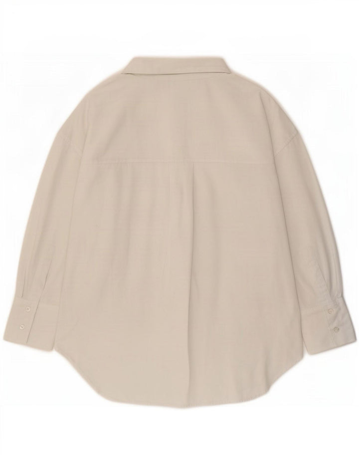 Camisa oversized feminina Zara UK 10 pequeno algodão branco