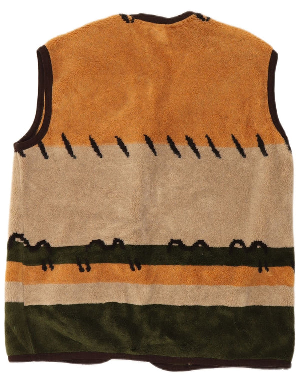 Vintage Womens Fleece Gilet UK 20 2XL Poliéster Colourblock Multicolorido