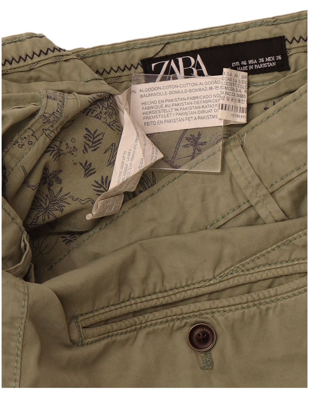 ZARA Mens Chino Shorts EU 46 XL W36 Algodão Cáqui