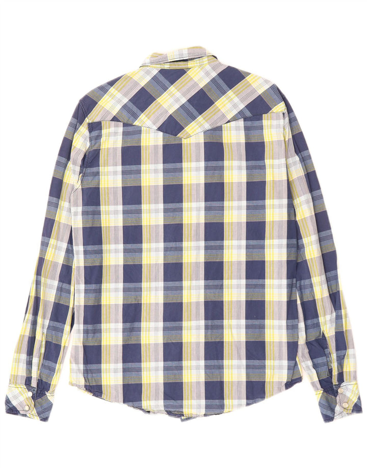 Camisa masculina slim fit LEVI'S de algodão xadrez azul marinho médio