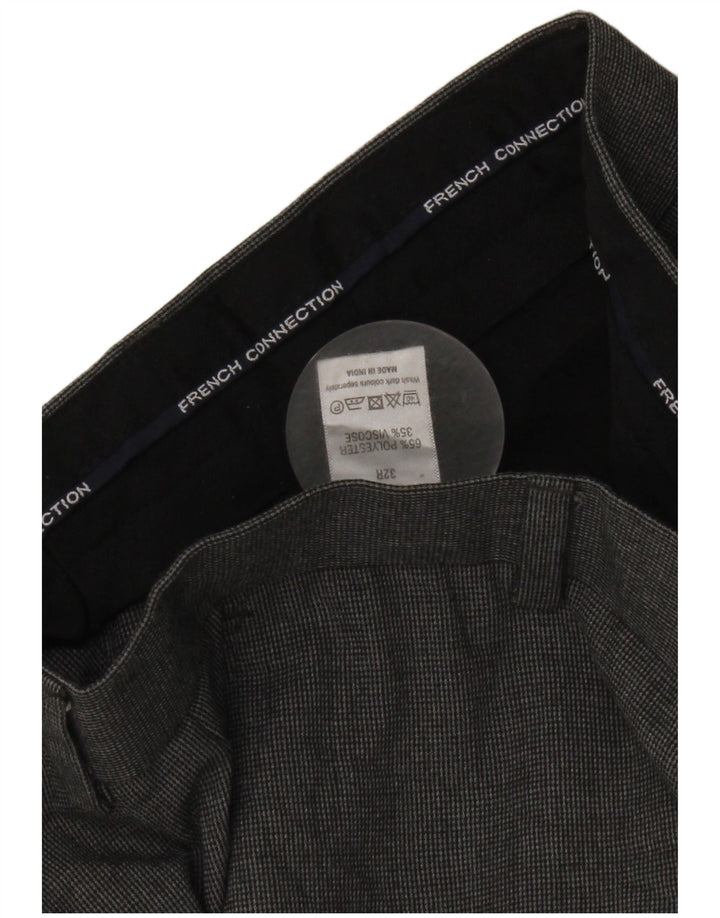 Calças de terno slim masculinas French Connection W32 L30 poliéster cinza