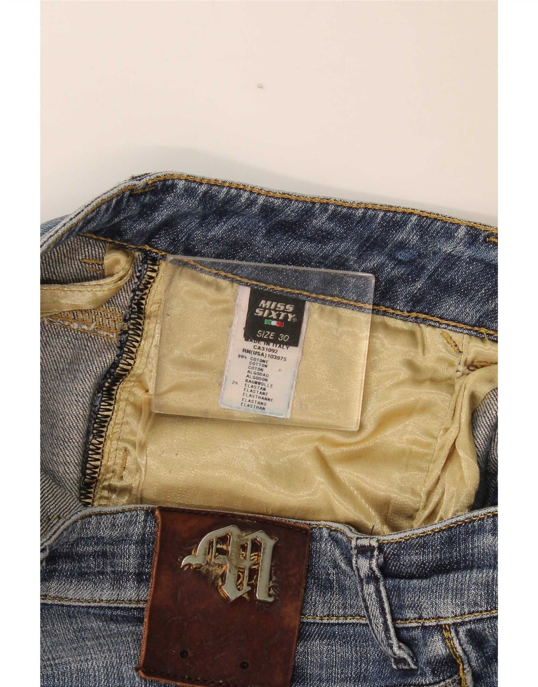 Miss Sixty Shorts jeans feminino Marvel W30 algodão azul médio