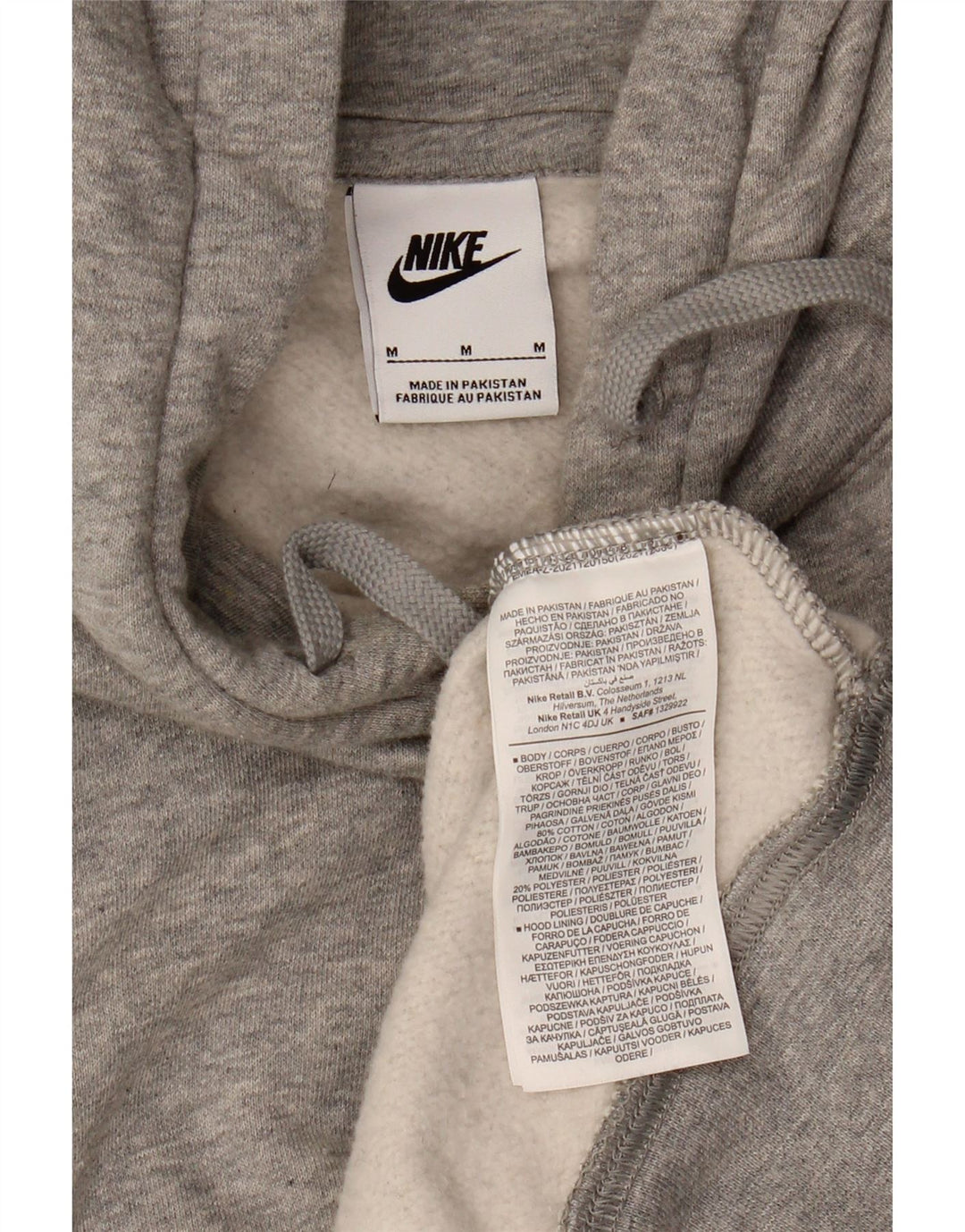 NIKE Mens Graphic Hoodie Jumper Médio Algodão Cinza