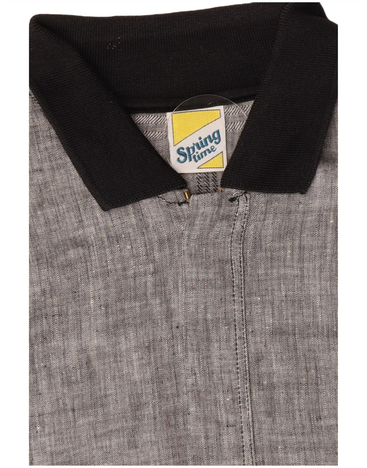 Camisa pulôver masculina vintage de manga curta xadrez cinza médio