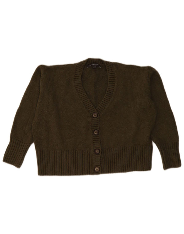 Suéter de cardigã cropped feminino French Connection Reino Unido 14 acrílico cáqui médio